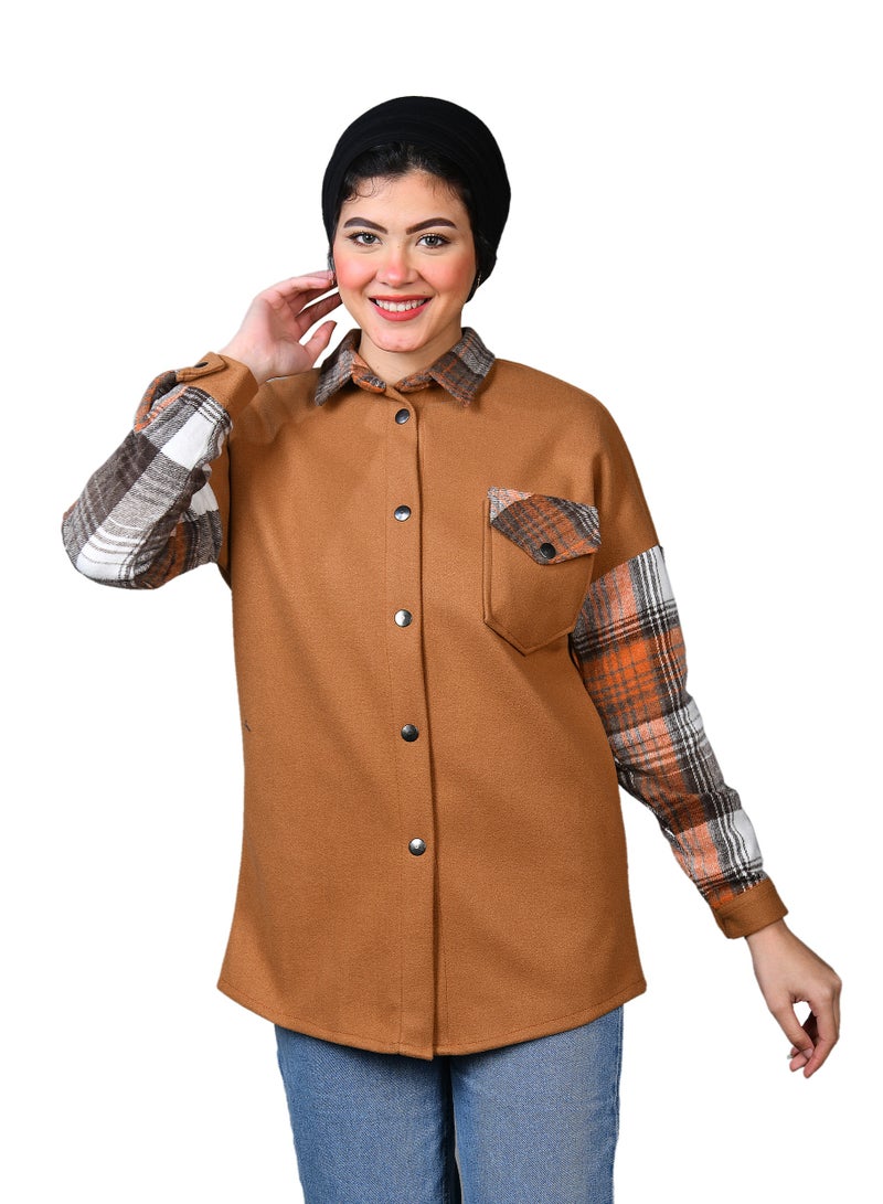 women's  gogh shirt havan checkered sleeves - Image 1